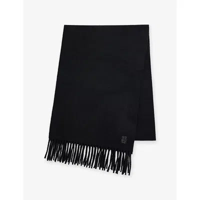 Sandro Womens 4s Logo-patch Wool Scarf Black
