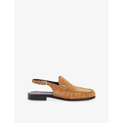 Sandro Womens Beige Backless Suede Loafers Eur 39 / 6 Uk In Multi