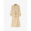 Sandro Womens Beige Belted-waist Double-breasted Stretch-woven Trench In Brown