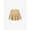Sandro Womens High-rise Ruffle-hem Cotton Mini Skirt Beige