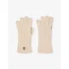 Sandro Womens Beige Logo-embroidered Cable-knit Wool And Cashmere-blend Gloves In Sand