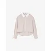 Sandro Womens Beige / White Contrast-collar Long-sleeve Checked Flannel Shirt In Animal Print