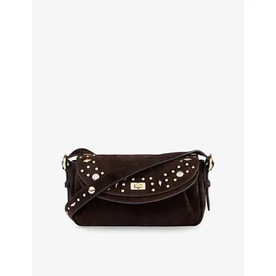 Sandro Womens  Le Mambo Studded Suede Shoulder Bag In Multi