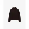 Sandro Womens Black Brown Turtleneck Ribbed Wool And Cashmere-blend Jumper In Brown
