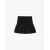 Sandro Womens Black Button-embellished Pleated Stretch-woven Mini Skirt In Black