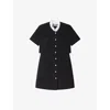 Sandro Womens Detachable-collar Button-down Cotton-blend Mini Dress Black In Black