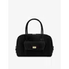 Sandro Womens Black Ezmeh Suede Top-handle Bag In Black