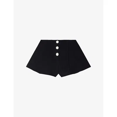 Sandro Womens Black Flared Mid-rise Woven Shorts