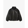 Sandro Womens Black High-neck Oversized Leather Jacket In Black