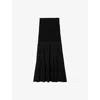 Sandro Womens Black High-rise Decorative-stitch Knitted Midi Skirt In Black