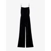 Sandro Womens  Jewel-strap Square-neck Velvet Jumpsuit In Black