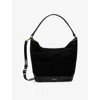 Sandro Womens Black Logo-embossed Suede Shopper Tote In Black