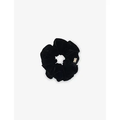 Sandro Womens Black Logo-plaque Velvet Scrunchie