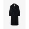 Sandro Womens Black Long Double-breasted Wool-blend Coat In Black