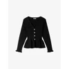 Sandro Womens Black Peplum Button-down Knitted Cardigan In Black
