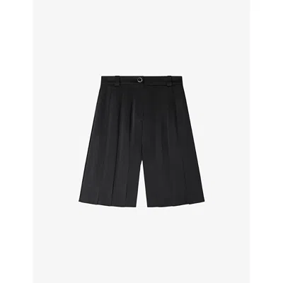 Sandro Womens Black Pleated High-rise Woven Shorts
