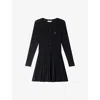 Sandro Ruby Pleated Knit Short Dress In Black