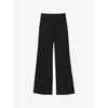 Sandro Womens Black Pocketed Wide-leg Wool-blend Trousers In Black