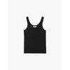 Sandro Womens Black Rhinestone-embellished Round-neck Stretch-cotton Tank Top In Black