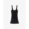 Sandro Womens Black Rhinestone-embellished Sleeveless Knitted Mini Dress In Black