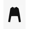 Sandro Womens Black Ribbed Cropped Knitted Cardigan In Black
