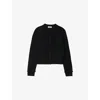 Sandro Womens Black Round-neck Ruffle-cuff Wool And Cashmere Cardigan In Black