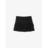 Sandro Womens Black Ruffled Woven Mini Skirt In Black