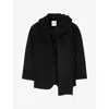 Sandro Womens  Short Integrated-scarf Wool Coat In Black