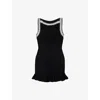 Sandro Womens  Sleeveless Bead-embellishment Knitted Mini Dress In Black