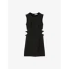 Sandro Womens Black Sleeveless Cut-out Stretch-woven Mini Dress In Black