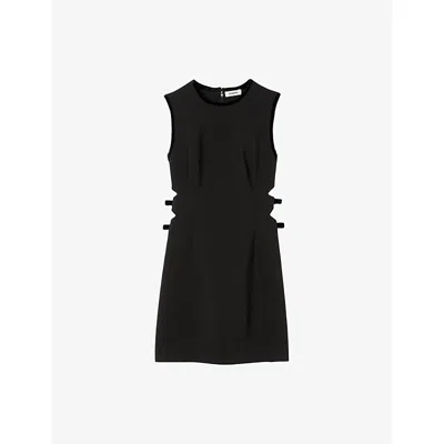 Sandro Womens Black Sleeveless Cut-out Stretch-woven Mini Dress