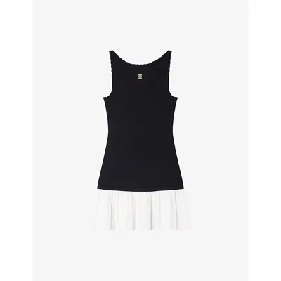 Sandro Womens Black Two-tone Sleeveless Woven Mini Dress