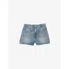 Sandro Womens Bleus Button-embellished High-rise Denim Shorts In Bleus