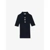 Sandro Womens Short-sleeved Knitted Polo Shirt Bleus In Bleus