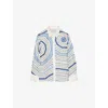 Sandro Womens Bleus Spiral-motif Long-sleeve Silk Shirt In Blue