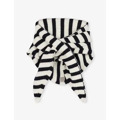 Sandro Womens Striped Knitted Wool And Cashmere Scarf Bleus In Bleus