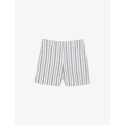 Sandro Womens  Striped Mid-rise Woven Shorts In Bleus