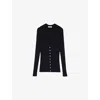 Sandro Womens  V-neck Slim-fit Knitted Cardigan In Bleus