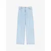 Sandro Womens Bleus Wide-leg Mid-rise Denim Jeans