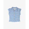 Sandro Check Smocked T-shirt In Blue
