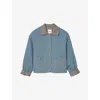 Sandro Womens Blue Jean Checked-collar Patch-pocket Denim Jacket In Blue