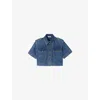Sandro Womens Blue Jean Cropped Chest-pocket Denim Shirt