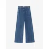 Sandro Womens Blue Jean Wide-leg High-rise Denim Jeans In Blue