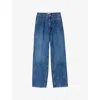 Sandro Womens Blue Jean Wide-leg Stripe Denim Jeans In Blue
