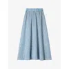 Sandro Womens Blue Sequined Elasticated-waist Woven Maxi Skirt In Blue