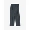 Sandro Womens Blue Striped Straight-leg Mid-rise Stretch-woven Trousers