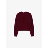 Sandro Womens Bordeaux Decorative Button Long-sleeve Wool-cashmere Blend Jumper In Burgundy