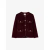 Sandro Womens Round-neck Four-pocket Wool-blend Jacket Bordeaux In Burgundy