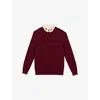 Sandro Womens Bordeaux Ruffled-neck Long-sleeve Wool And Cashmere-blend Jumper In Burgundy