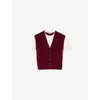 Sandro Womens Bordeaux Two-in-one Short-sleeved Wool And Cashmere Top In Red